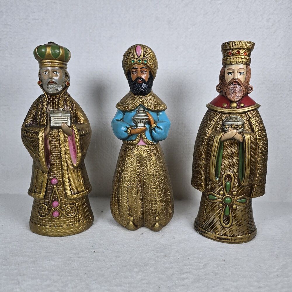 Vintage Kurt Adler Paper Mache Composite Three Wise Men Nativity Figures Japan